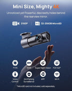 M310 Plus 4K Dash Cam Front with Night Vision, 140° Wide Angle Dash Camera for Cars, WiFi Dashcam with App, Parking Mode, G-Sensor, Loop Recording, Voice Control, Easy Install Car Camera