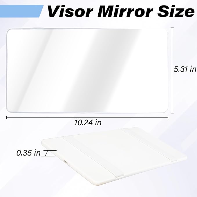 Car Sun Visor Mirror, Cosmetic Makeup Mirrors with Straps, HD Cars Interior Cosmetic Mirror, Car Accessories for Women Universal Sun Visor Mirrors for Trucks, Cars, SUVs (White)