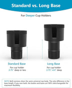 Car Cup Holder Expander, Long Base for 32-40oz Large Bottles | For Deeper cup holders on RAV4, Adjustable offset adapter, Holds 3.4-3.8 in bottles Mugs, Extender for Yeti Owala Hydro Flask