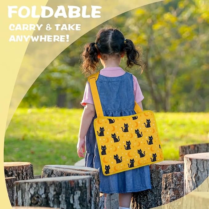 Kids Travel Tray for Toddler Car Seat, Toddler Gift for Boy | Road Trip Essentials Accessories Lap Tray, 16.5 x 13 inch, iPad Holder Stand, Storage Pockets, Snack Compartment, Yellow