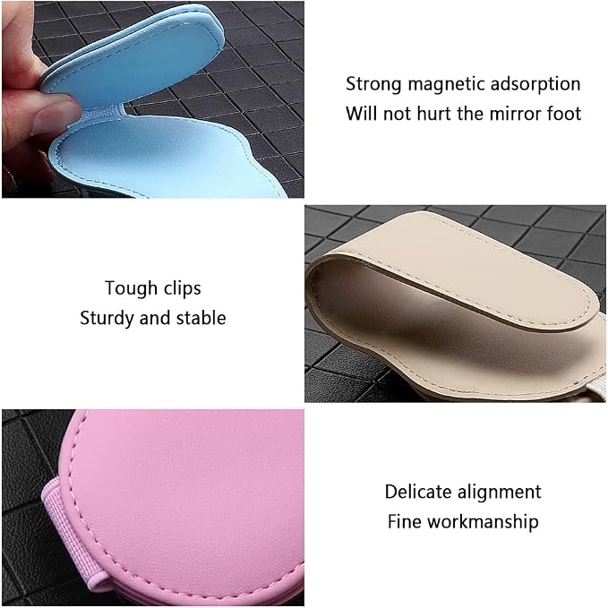 Magnetic Sunglass Holder for Car Visor,PU Leather Car Sunglass Holder Organizes Glasses Tickets Cards & Keeps Car Tidy,Universal Car Accessories Interior (Black)