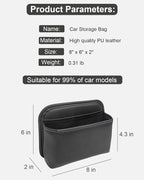 Driver's Car Storage Bag, Small Car Side Pocket Organizer for Car Seats, Doors and Consoles, PU Leather, (Black)