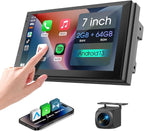 7" Car Stereo Double Din Wireless Apple Carplay Radio Screen for Car Audio Receivers, Bluetooth 5.0 Car Play Android Auto Touchscreen, Channel RCA, Backup Camera, SWC, FM/AM|Car Audio Receivers