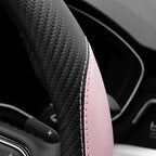 YHONGJT Soft Cute Light Pink Microfiber Leather Anti-Slip Steering Wheel Cover, Universal 15 Inch for Women Girls, Fit Vehicles, Sedans, SUVs, Vans, Trucks
