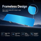 Anti Glare Wide Angle Car Rearview Mirror, 12'', Convex, Blue | Frameless Clip-On Rear View Mirror, Panoramic Interior Mirror for Cars, SUVs, Reduce Headlight Glare, Eliminate Blind Spots
