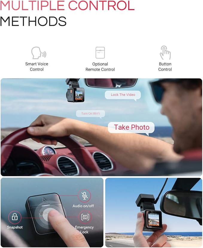 E1 Pro 4K Mini Dash Cam Front, STARVIS 2 PlatePix HDR Night Vision Car Camera, Built-in 5G WiFi GPS, 1.54'' IPS Screen, Voice Control, 24/7 Buffered Parking Mode, Support 1TB Max