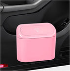 Car Trash Can with Lid, Leakproof Mini Auto Garbage Bin with Trash Bags, Multipurpose Dustbin Container Storage Organizer for Vehicle Home Office, Car Accessories (Pink)
