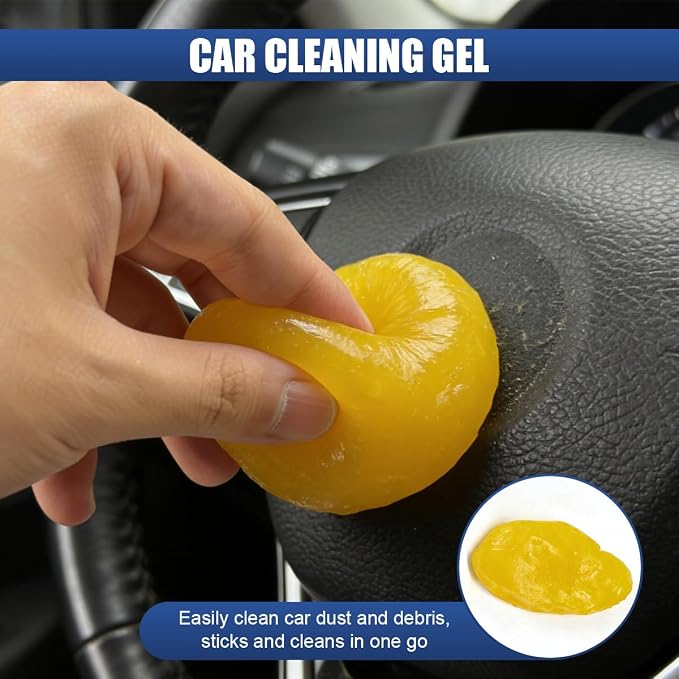 Craedli 2PCS Car Cleaning Gel Auto Detailing Putty, Universal Car Interior Cleaner Slime, Reusable Dust Remover Cleaning Supplies Kit Tools for Air Vents Keyboards, Car Accessories Presents (Yellow)