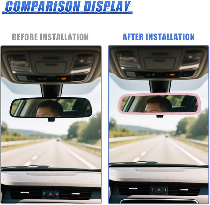 YoRise Car Rear View Mirror Protector Frame, Rearview Edge Cover (Pink) | Car Rearview Mirror Cover, Car Mirror Decoration Protector Accessories for Most Cars