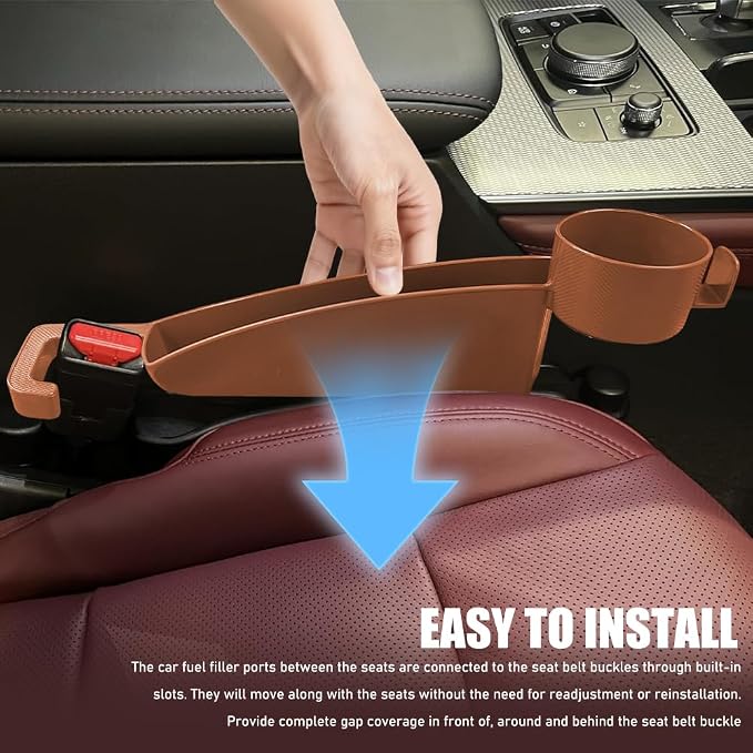Car Seat Gap Plug with Storage Slot, Car Seat Gap Filler, 2PCS | Auto Gap Filler Organizer with Cup Holder, Universal Carseat Side Gap Filler Strip Between Front Seats & Console for Most Car
