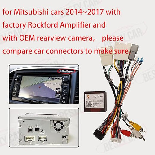 16pin Car Stereo Wiring Harness Adapter with Canbus Box for Mitsubishi Outlander Pajero Support OEM Rockford Amplifier Camera SWC USB