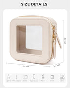 Clear Makeup Bags for Beach,Clear Makeup Bag for Purse,Mini Clear Makeup Pouch Purse Organizer Fit Carry-on Travel Essentials,Clear Cosmetic Bags for Car Accessories for Women (Mini-Beige)