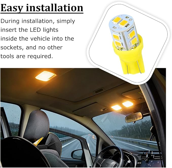 24PCS LED Interior Car Lights, T10 31mm 41mm Dome Bulb Kit, Yellow | 194 168 2825 DE3175 578 sockets, alloy PCB, output for map trunk license tag, plug in, automotive accessories
