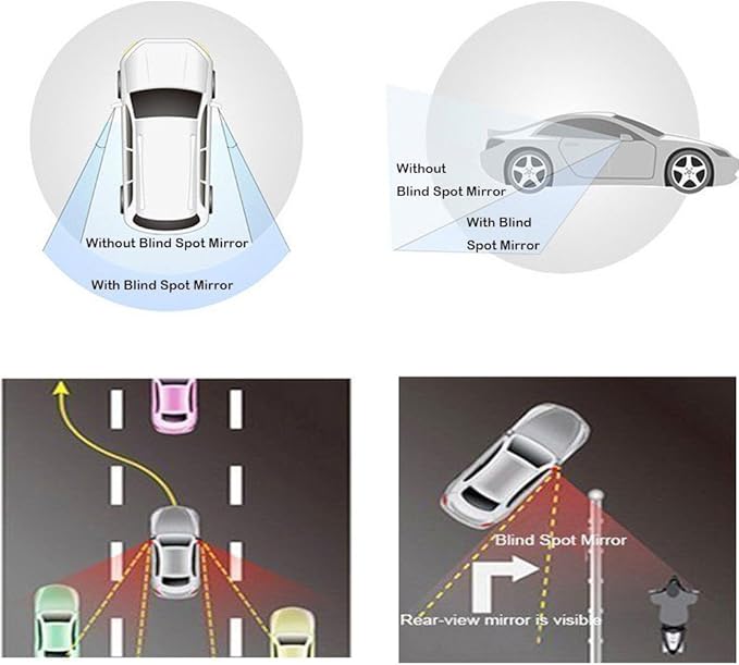 Blind Spot Mirror, 2" Round HD Glass Convex Aluminum Frame Wide Angle Rear View Mirror For All Universal Vehicles Car Suv (Pack Of 4)