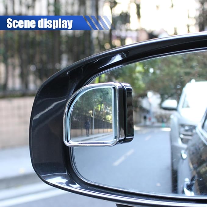 2PCS Car Fan Shaped Blind Spot Mirrors, Safety HD Glass Wide Angle Adjustable Car Convex Side Mirrors, Rearview Mirror with Adhesive, Vehicle Parking Auxiliary Mirror for SUV Truck (Silver)