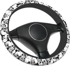 Halloween Skull Steering Wheel Cover, Anti-Slip Skeleton 15 Inches Car Steering Wheel Cover for Women Men, Neoprene Floral Car Accessories Protective Case for Vehicle Truck SUV