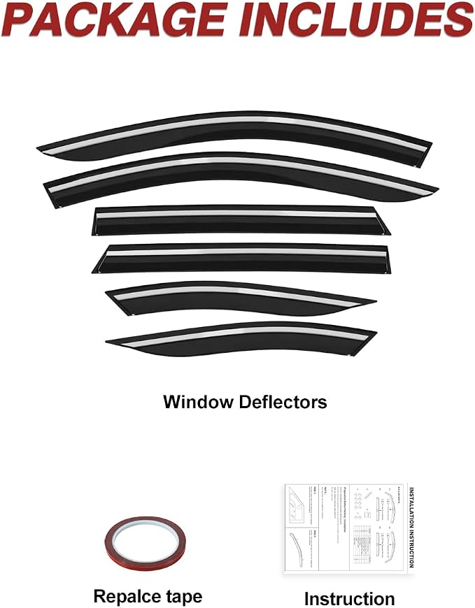 6pcs Outside-Mount Window Rain Guards Fit for Hyundai Tucson 2022-2026, Extra Durable Window Visors Wind Deflector Dark Smoke Vent Shades Car Tape-on 6-pcs with Thicker