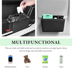 Car Trash Can, Foldable Leather Automotive Garbage Bin Organizer Holder with One Roll Trash Bag, Multi-Function Mini Hanging Dustbin Storage Bag Container for SUV Truck RV (Black)