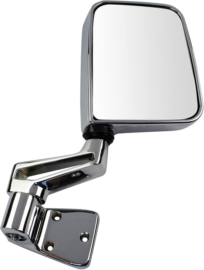 Passenger Side Mirror Manual Folding Manual Adjustment Chrome Compatible with 1987-1995 Jeep Wrangler 1997-2002 Wrangler