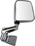 Passenger Side Mirror Manual Folding Manual Adjustment Chrome Compatible with 1987-1995 Jeep Wrangler 1997-2002 Wrangler