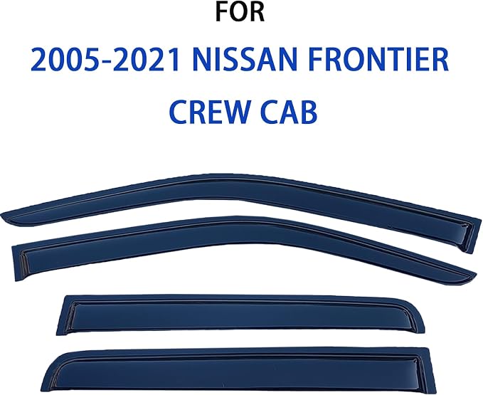 Extra Durable Window Visors Deflectors for Nissan Frontier Crew Cab 2005-2021,Vent Window Visors Rain Guards for Car Accessories,Weatherproof & Easy Installation,Fits 05-21 Frontier Crew Cab