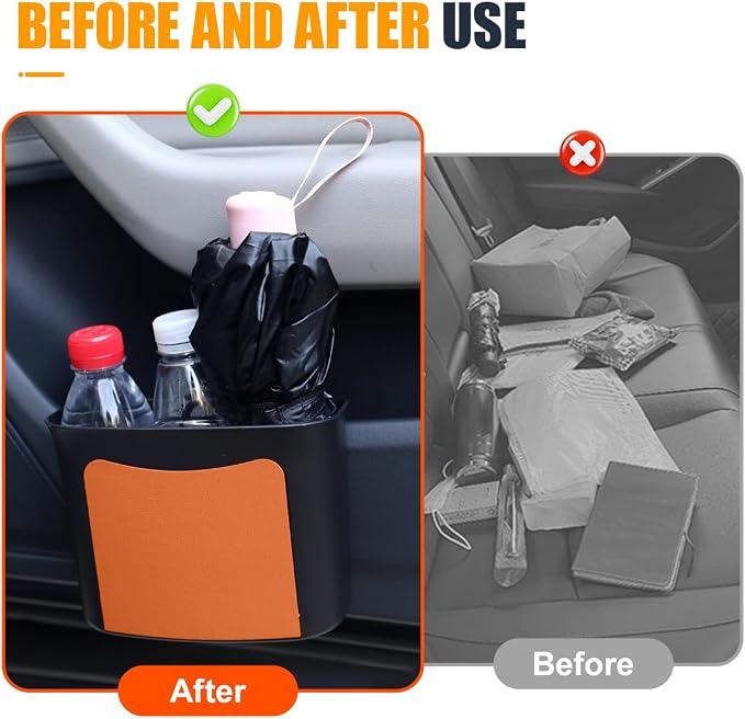 YoRise Car Trash Can, Multifunctional Hanging Garbage Can, Car Storage Organizer Container, Mini Trash Bin, Waterproof Automotive Door Side Garbage Organizer Holder for Most Cars (Orange)