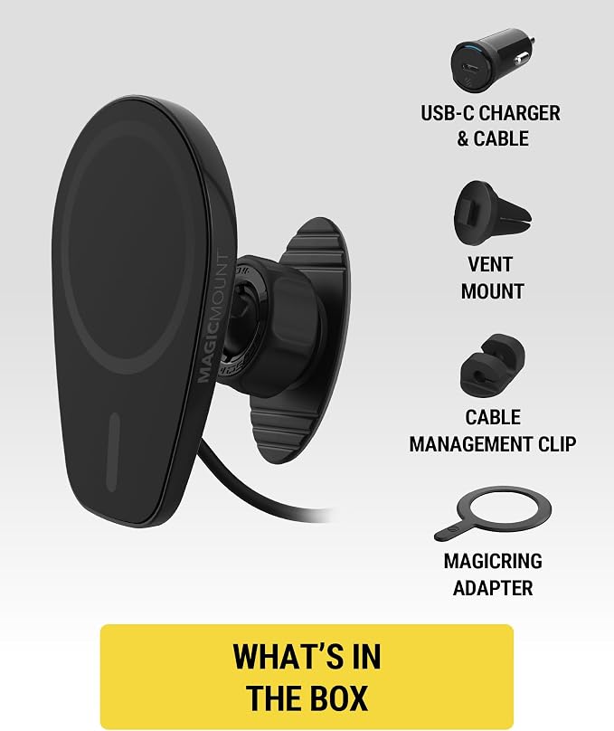 MPQ6DV-SP Magnetic Phone Holder for Car Dashboard/Vent, 15W Wireless Fast Car Charger Phone Stand, Hands Free Cell Phone Mount Compatible with iPhone 17/16/15/14/13/12 Series & MagSafe Case