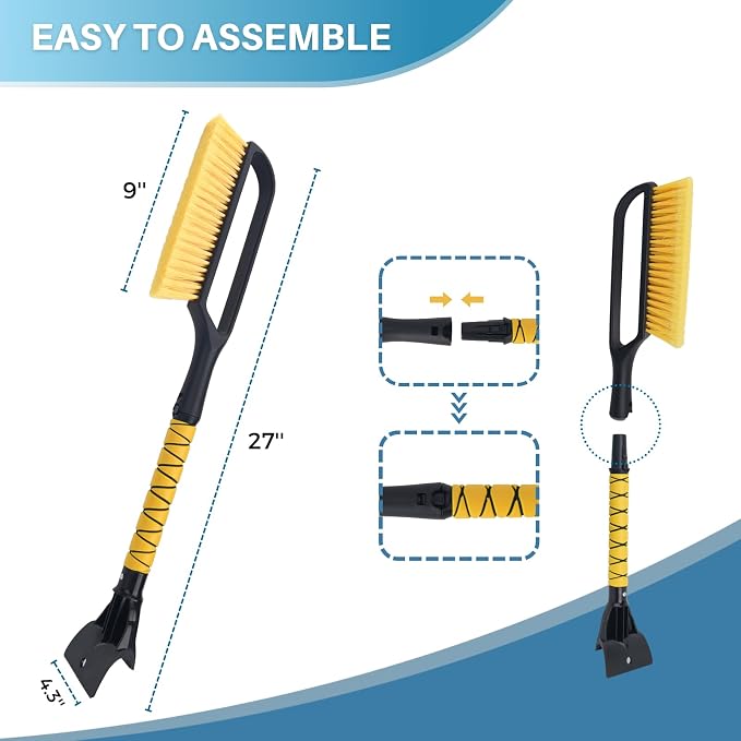 Ice Scrapers for Car Windshield, 2 Pack 27'' Snow Removal Brush for SUV and Truck Window, Automotive Winter Accessories