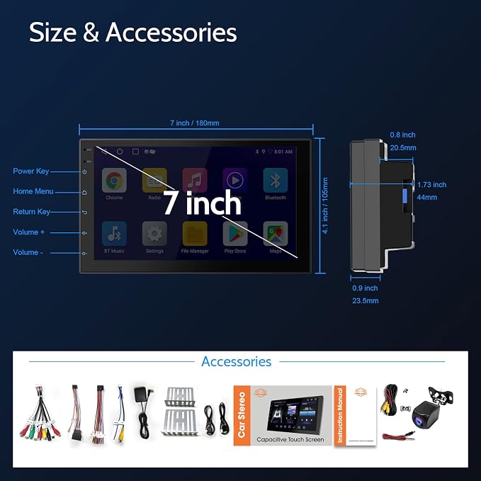 7 inch Car Stereo Double Din with Wireless Carplay&Android Auto,Bluetooth,Channel RCA,Backup Camera,SWC,FM/AM|Apple Carplay Radio Screen for Car Audio Receivers|HD Touchscreen car Audio