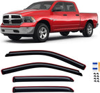 in-Channel Rain Guards for 2009-2018 Dodge Ram 1500 Crew Cab, 2010-2025 Ram 2500 3500 Crew & Mega Cab, 2019-2024 Ram 1500 Classic Crew Cab, Window Visor Shields Vent Deflector Shade Wind Dark Smoke