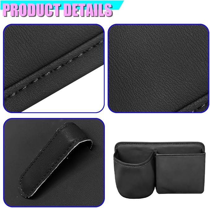 Car Side Door Organizer, Leather Auto Back Seat Storage Pouch with Cup Holder, Car Console Side Trash Can, Universal Vehicle Interior Organizer Pocket for Phone, Coin, Sunglasses (Black)