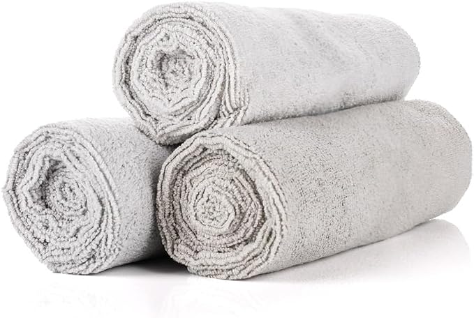 Sport & Workout Towel - Gym, Exercise, Fitness, Spa, Ultra Soft, Super Absorbent, Fast Drying Premium Microfiber, 320gsm, 16in x 27in (3-Pack) (Ice Grey)