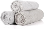 Sport & Workout Towel - Gym, Exercise, Fitness, Spa, Ultra Soft, Super Absorbent, Fast Drying Premium Microfiber, 320gsm, 16in x 27in (3-Pack) (Ice Grey)