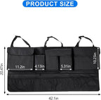 Mandark Car Trunk Organizer, Super Capacity Vehicle Hanging Backseat Cargo Storage Bag with Robust Elastic Net, Detachable Auto Seat Back Organizing Bag, Universal for SUV, Truck, RV（Black/Black）