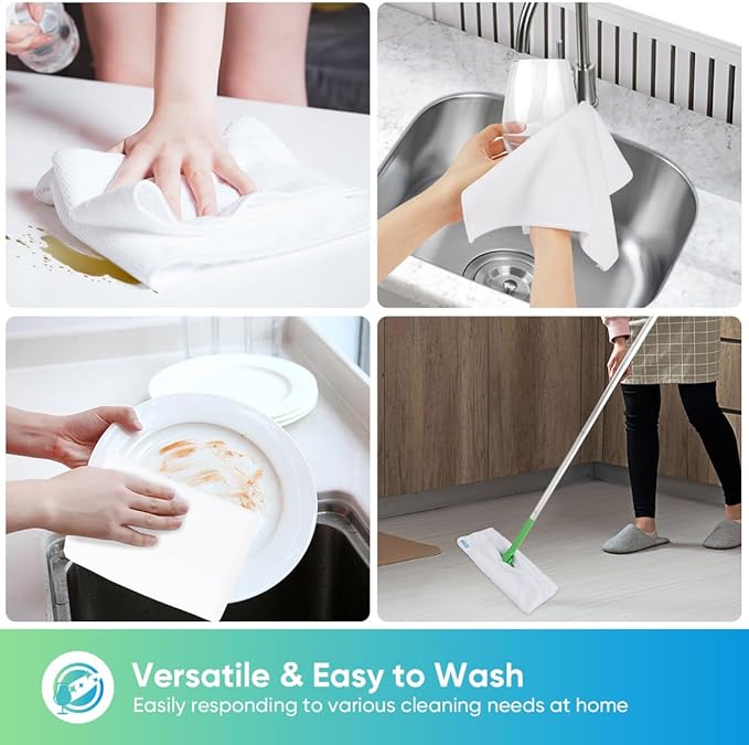 White Microfiber Cleaning Cloth, 12 Pack Premium Microfiber Towels for Cars, Lint Free, Scratch-Free, Highly Absorbent, Reusable Cleaning Rags for Car, Household, Kitchen, Window, 11.5"X11.5"
