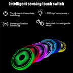 Mandark LED Car Cup Holder Lights, 2PCS Waterproof 7 Colors Changing Vehicle USB Charging Coaster Pad, Auto Interior Atmosphere Lamp Cup Mat Accessories, Universal for SUV Sedan Truck (Olive Strip)