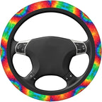 Spiral Rainbow Tie Dye Auto Car Steering Wheel Cover Universal 15 Inch Neoprene Interior Decor Protection Accessories