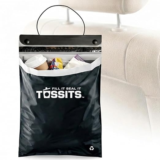 Recycled Disposable Car Trash Bags – Leakproof, Smell Proof Hanging Garbage Bags for Car, Truck, SUV, RV & Vehicle – Black, 42 Count Disposable Automotive Trash Bags