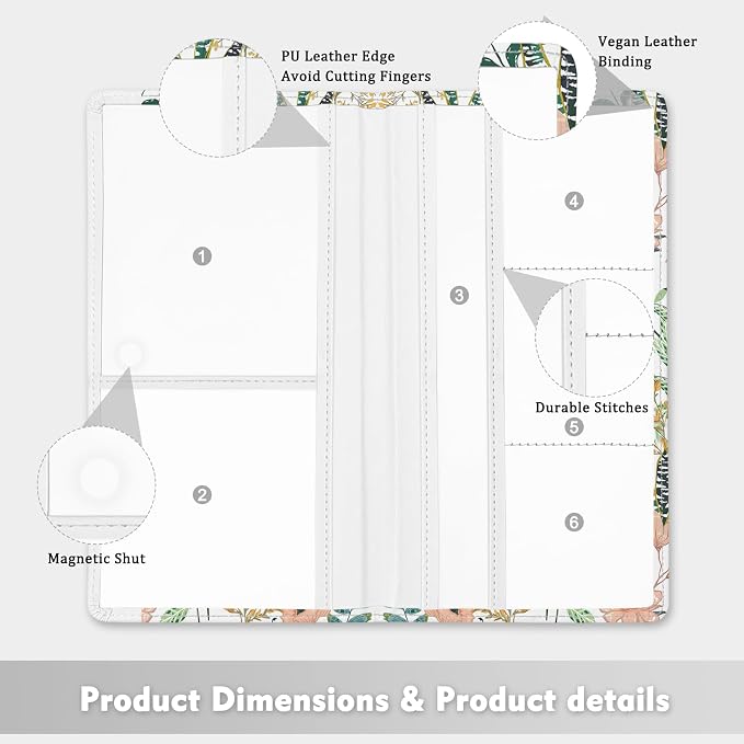 Car Registration and Insurance Holder, with Magnetic Closure for License, Cards and Documents, All Vehicle Needs and Car Accessories (Flower and Grass)