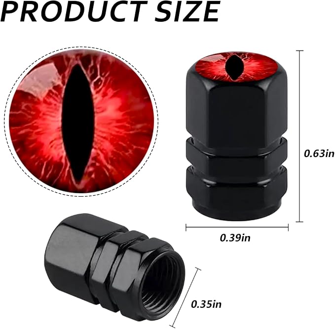 4Pack Beast Eyes Tire Valve Caps Universal Tire Air Cap Valves Stem Covers | Aluminum Alloy Rust-Proof Valve Stem Caps,for Auto SUV Truck Motorcycle Bicycle,Red Eyes Gifts for Women Mom Driver