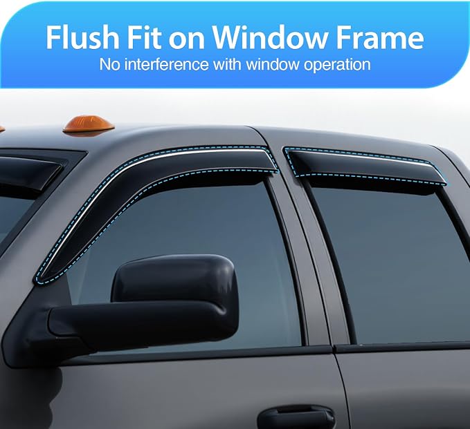 Tape-On Window Visors for Honda Accord 2003 2004 2005 2006 2007, Outside Mount Rain Guards Vent Visors Window Deflectors, Smoke Tint, 4PCS