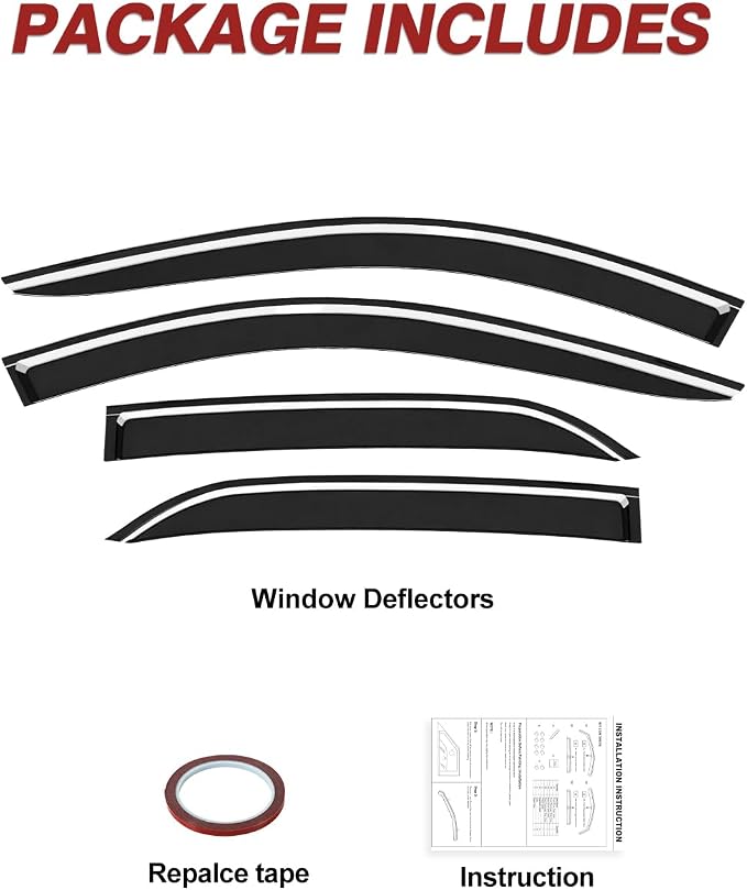 Outside-Mount Window Rain Guards Fit for 2018-2024 Chevy Equinox Extra Durable Window Visors Wind Deflector Dark Smoke Vent Shades Car Tape-on with Thicker 4PCS