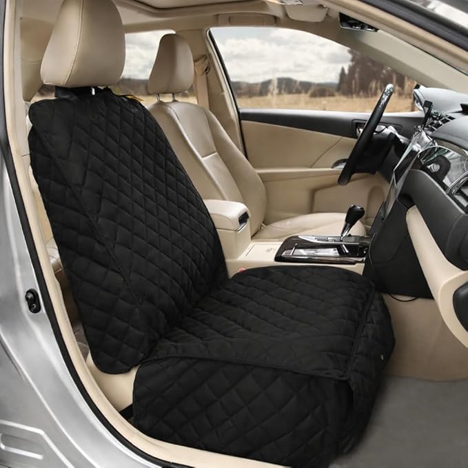 Deluxe Dog Seat Cover for Front Seat-More Durable Waterproof Front Seat Protector, High Heat Resistant and Nonslip Front Seat Cover for Dogs Kids, Universal Size (Black,1 Pack)