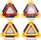2Pcs LED Emergency Triangle Solar Charging Safety Triangle 5 Mode