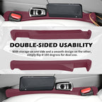 2PCS Car Seat Gap Filler Organizer,3 in 1 Car Seat Side Gap Filler with Hook for Avoiding Dropped Items,Universal No Drop Seats Guard for Filling Gaps 1.37-1.49 Inch Wide (Red)