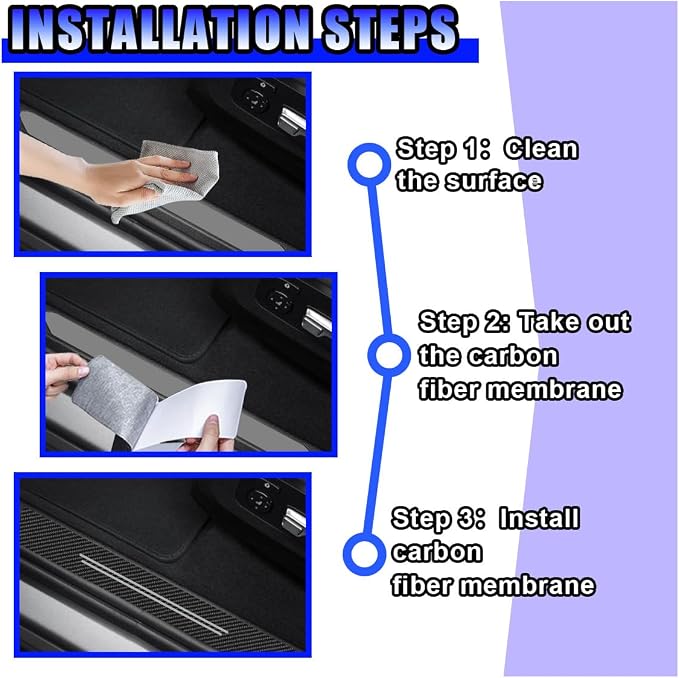 Car Door Sill Protector, Anti-Scratch Automotive Doors Threshold Strip Sticker, Waterproof Auto Door Entry Edge Guard, Carbon Fiber Decoration Trim Cover for Car, SUV, Truck (White-4PCS)
