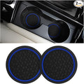 Mandark 2PCS Car Cup Holder Coasters, 2.75 Inch Non-Slip Insert Water Bottle Holder Pads, Dustproof Automotive Interior Accessories Mat, Universal for Vehicles, Trucks, RVs and More(Black/Blue)