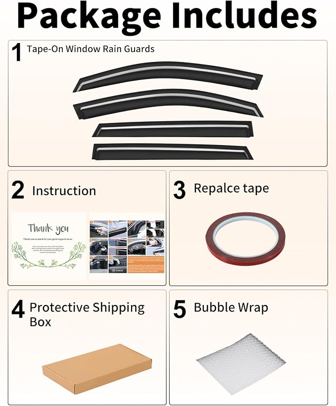 Low Profiles Window Rain Guards Fit 2020 2021 2022 2023 2024 2025 Subaru Outback Rain Guards Window Deflectors Visors Tape-on Vent Visors Vent Shades Car Accessories