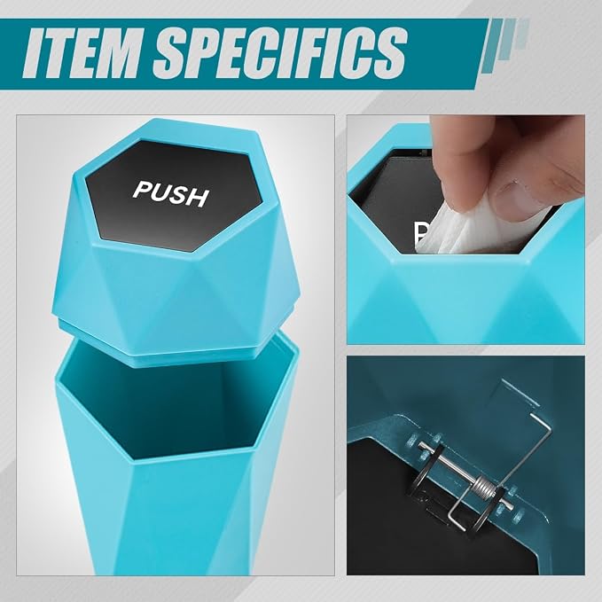 Car Trash Can with Lid, Blue Car Garbage Can Cup Holder for Interior, 2 Pack Mini Leakproof Garbage Can with 30Pcs Trash Bags, Multipurpose Storage Organizer for Vehicle Home Office