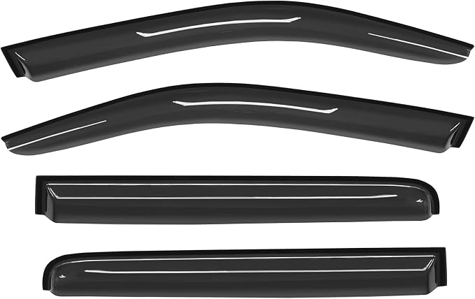 Tape-On Rain Guard 4-Piece for 05-20 Nissan Frontier Crew Cab Windows Visor Shield Shade Smoke 94407